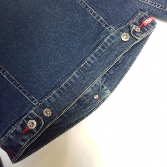 Women's Vintage eckored Y2K Button Up Denim Jean Jacket Retro Fitted Style - Picture 12 of 16